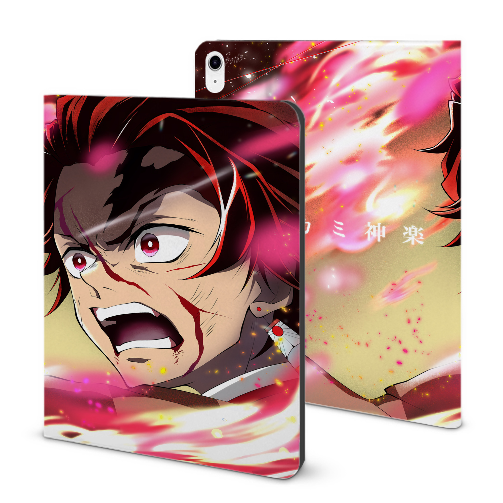 （画像用） 鬼滅の刃（きめつのやいば）竈門 炭治郎／かまど たんじろう Kamado Tanjirou IPad ケース ブック型 PUレザー TPU 耐衝撃 軽量 薄型 ペン収納なし 全面保護 IPad 各モデル対応
